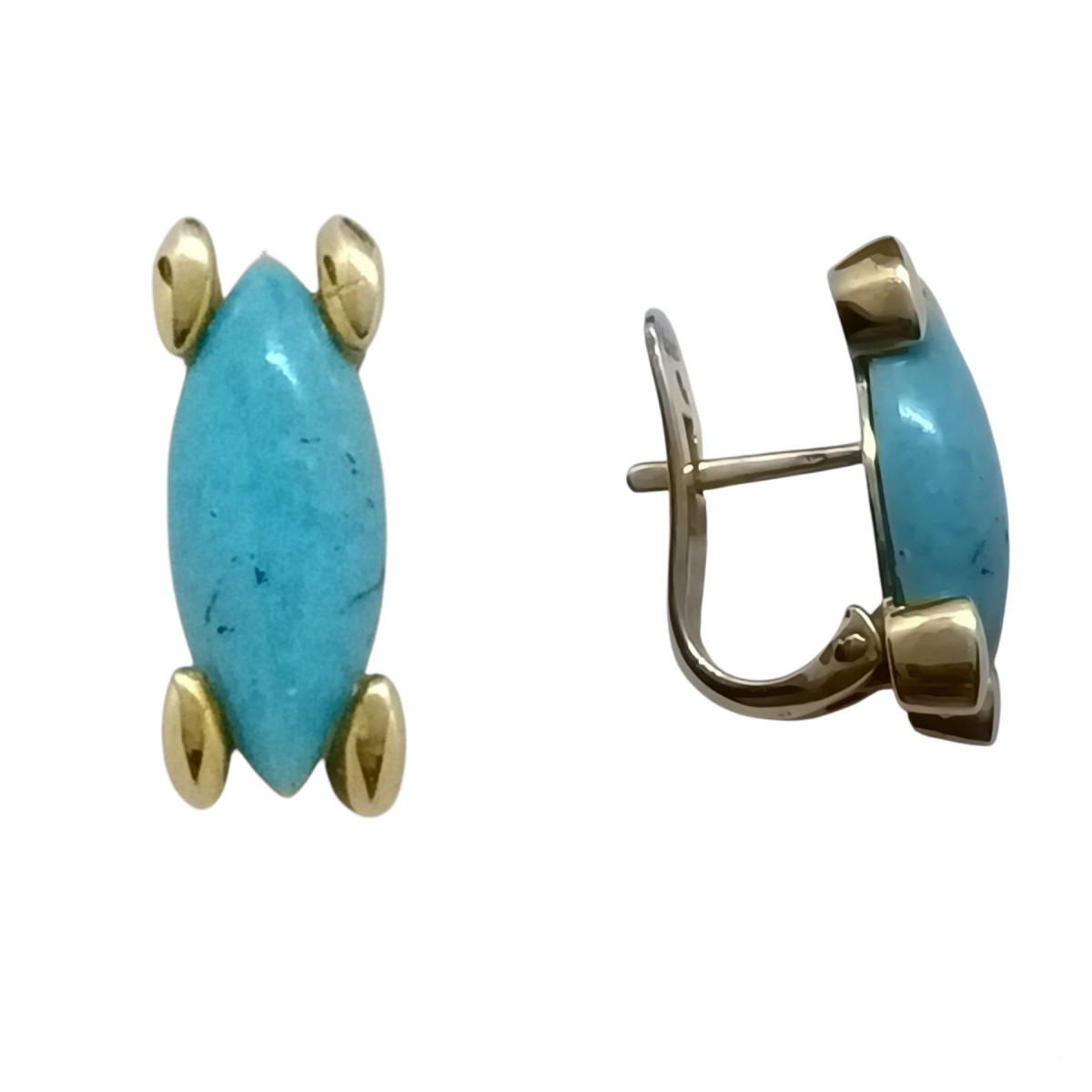 Pendientes de oro amarillo y turquesa