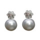 Pendientes con forma de rosetón tú y yo, oro blanco con diamantes y perlas australianas