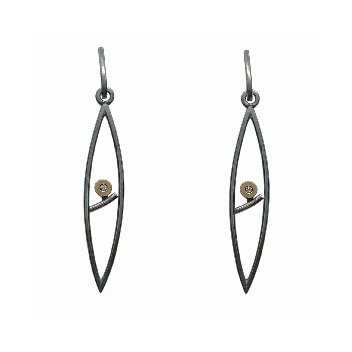 Pendientes de plata y oro con diamantes