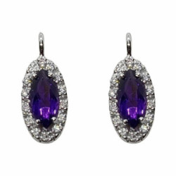 Pendientes de oro blanco con diamantes y amatistas