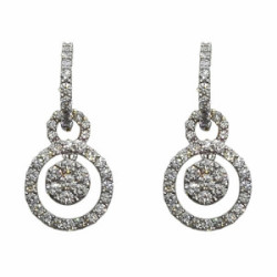 Pendientes de oro blanco y diamantes con forma de aros y de rosetón