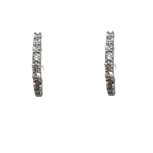 Pendientes de oro blanco y diamantes con forma de aros y de rosetón
