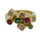 ANILLO DE ORO AMARILLO CON DIAMANTES, RUBÍES Y ESMERALDAS