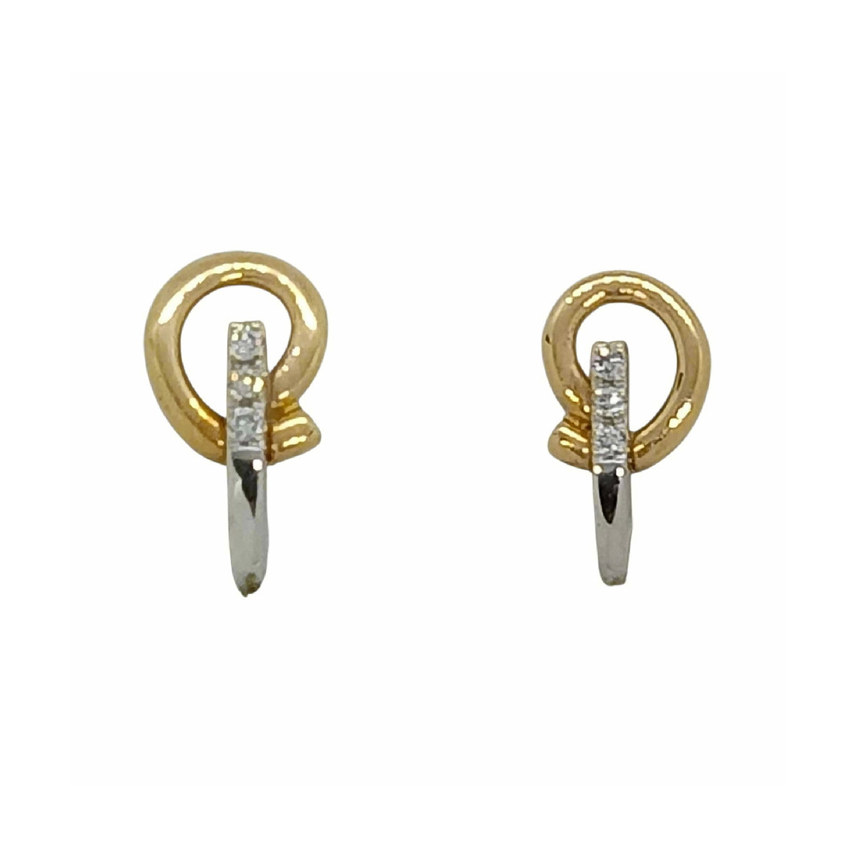 Pendientes de oro amarillo y oro blanco con diamantes