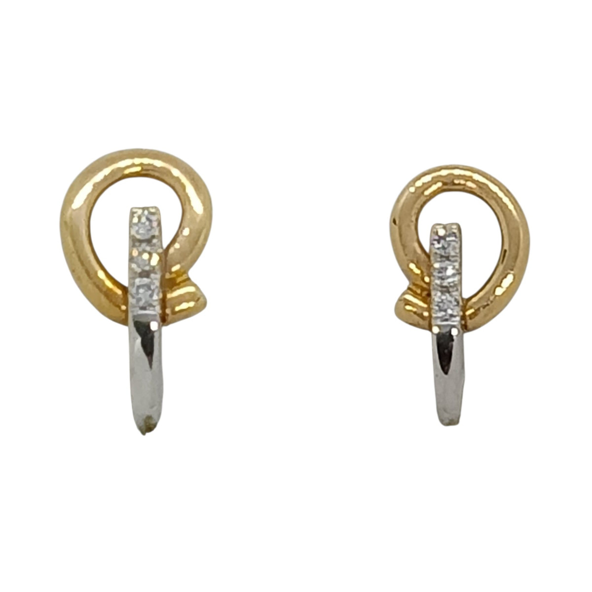 Pendientes de oro amarillo y oro blanco con diamantes