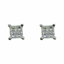 Pendientes de oro blanco y diamantes talla princesa