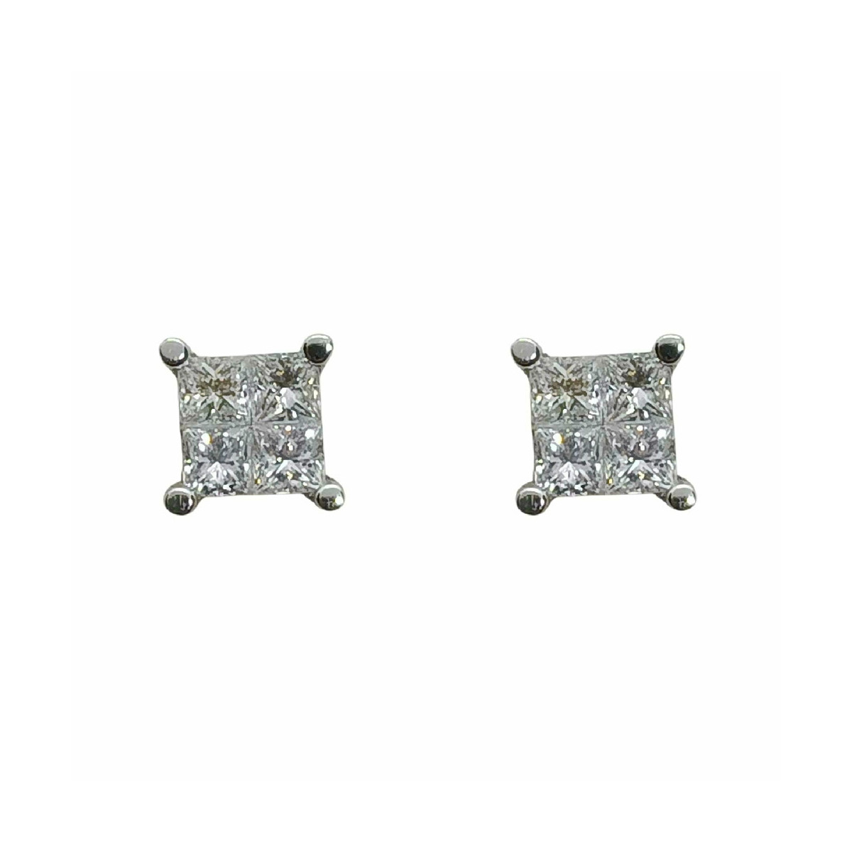 Pendientes de oro blanco y diamantes talla princesa
