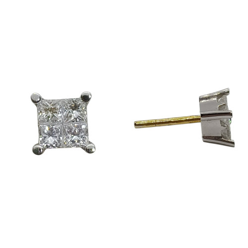 Pendientes de oro blanco y diamantes talla princesa