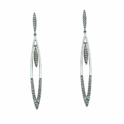 Pendientes largos de oro blanco con diamantes