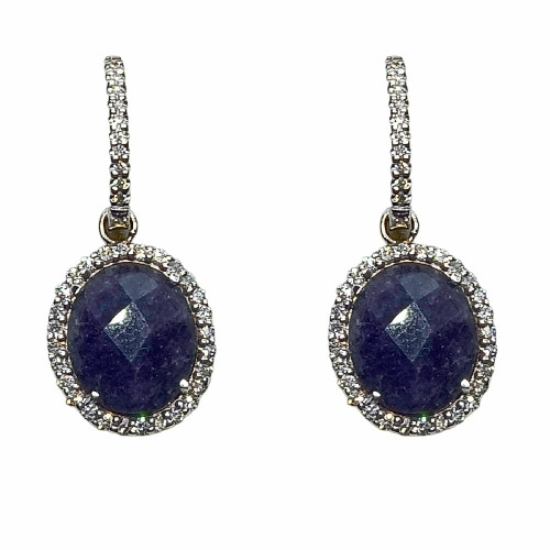 Pendientes de oro blanco con zafiros y diamantes