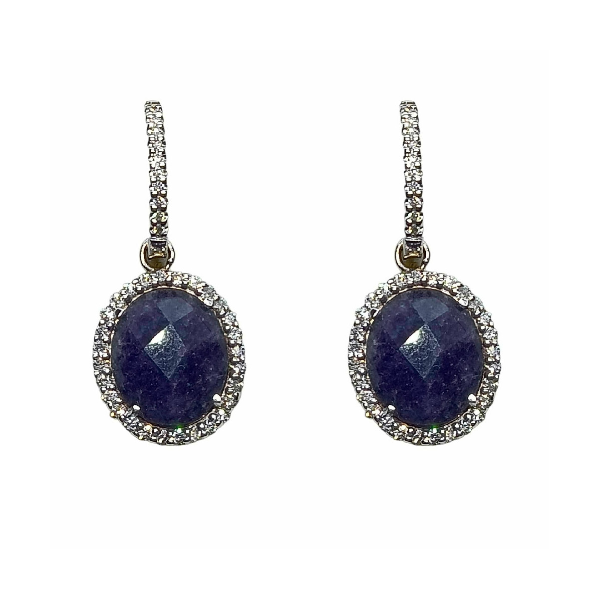 Pendientes de oro blanco con zafiros y diamantes