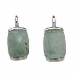 Pendientes de oro blanco y prehnita