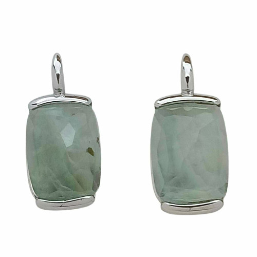 Pendientes de oro blanco y prehnita