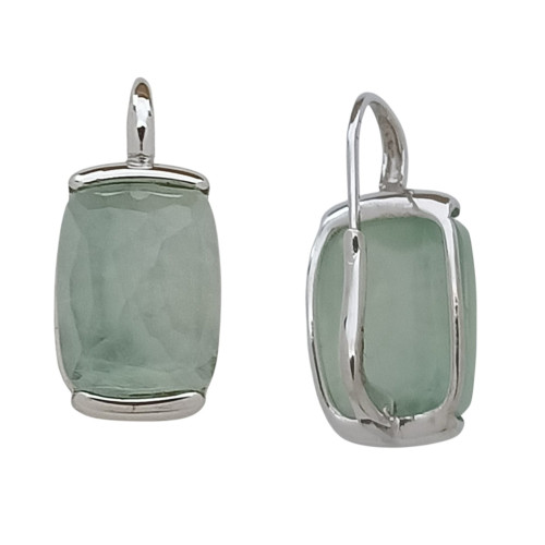 Pendientes de oro blanco y prehnita