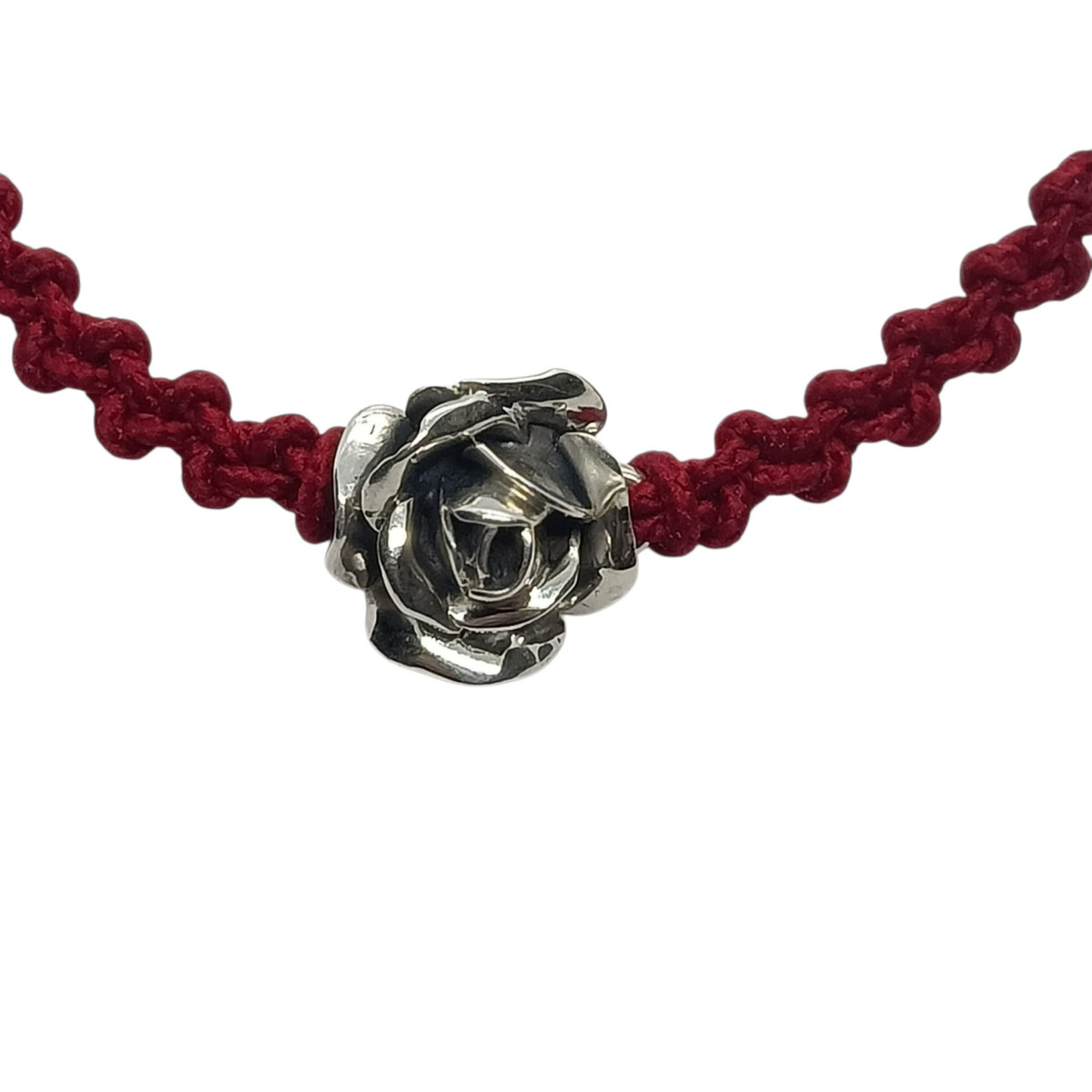 Pulsera de plata con forma de rosa