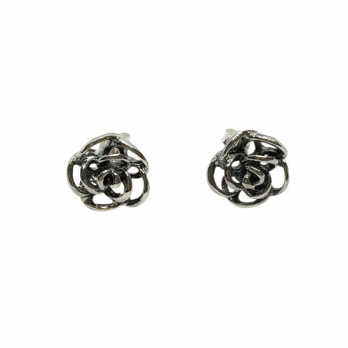 Pendientes de plata con forma de rosa