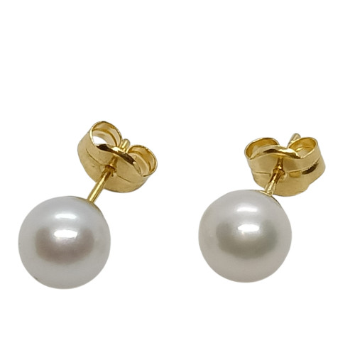 Pendientes de oro con perla natural