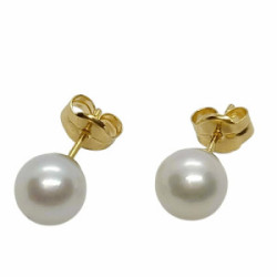 Pendientes de oro con perla natural