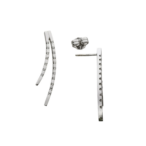 Pendientes largos de oro blanco con diamantes