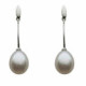 Pendientes largos de oro blanco con perlas
