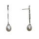 Pendientes largos de oro blanco con perla  y diamantes