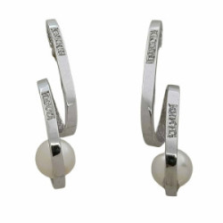 Pendientes largos de oro blanco con perla y diamantes