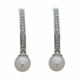 Pendientes largos de oro blanco con perla  y diamantes