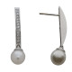 Pendientes largos de oro blanco con perla  y diamantes