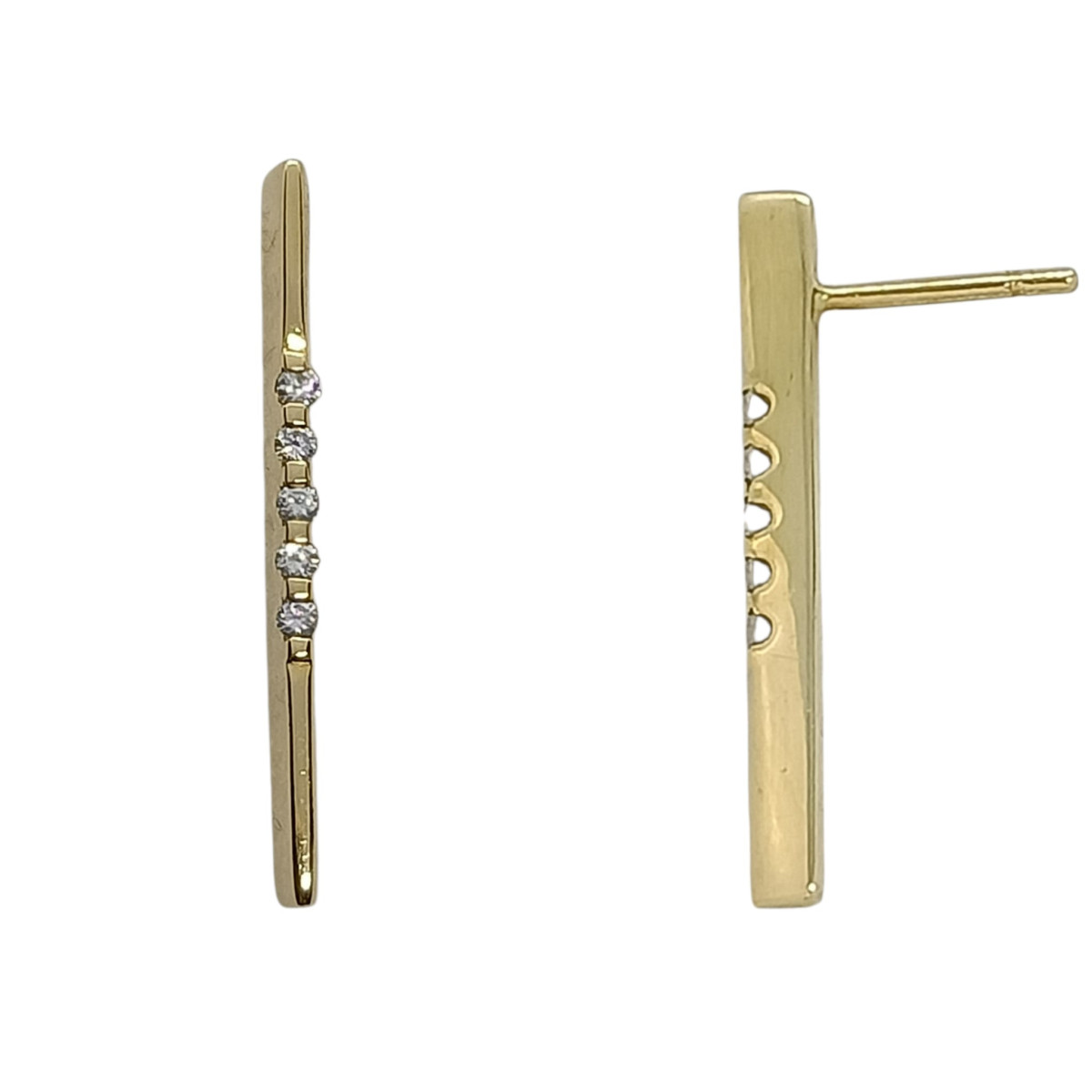 Pendientes largos de oro amarillo y diamantes