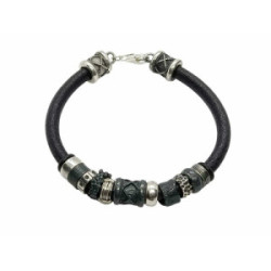 Pulsera de plata y cuero