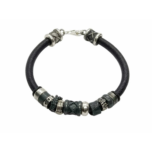 Pulsera de plata y cuero