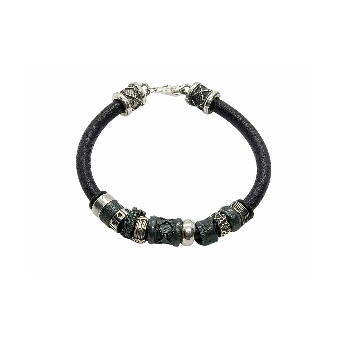 Pulsera de plata y cuero