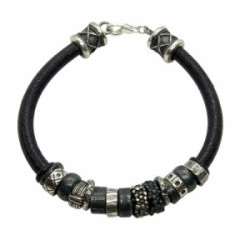 Pulsera de plata y cuero