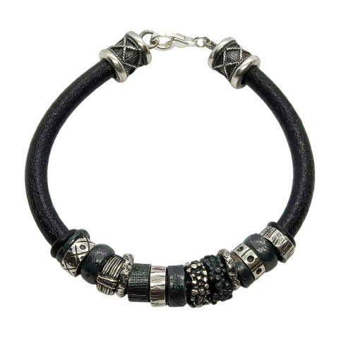 Pulsera de plata y cuero