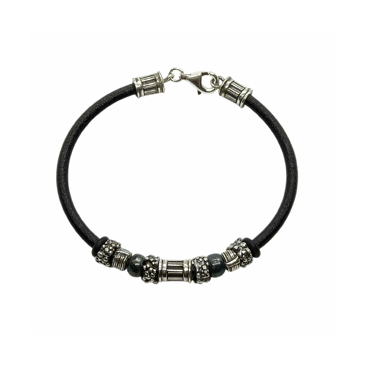 Pulsera de plata y cuero