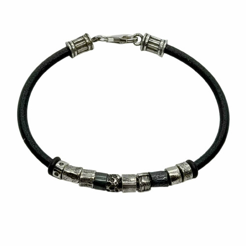 Pulsera de plata y cuero