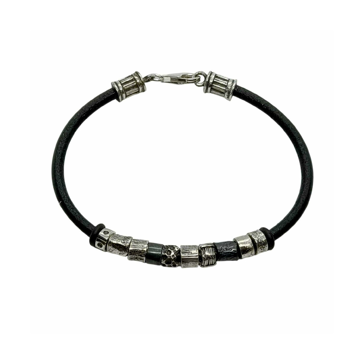 Pulsera de plata y cuero