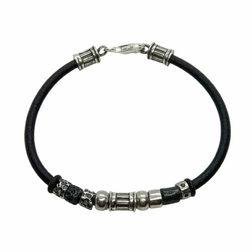 Pulsera de plata y cuero