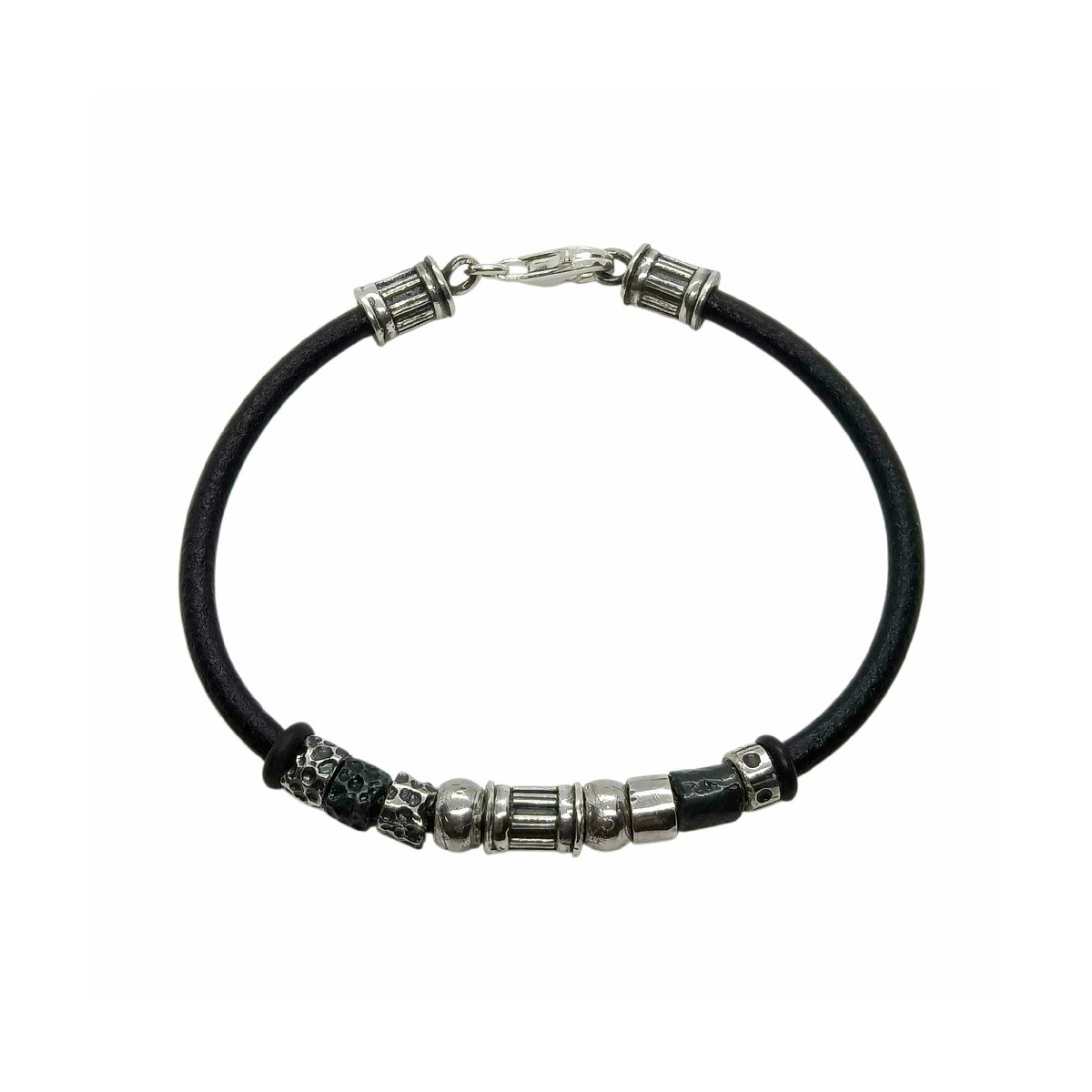 Pulsera de plata y cuero