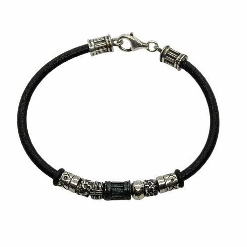 Pulsera de plata y cuero