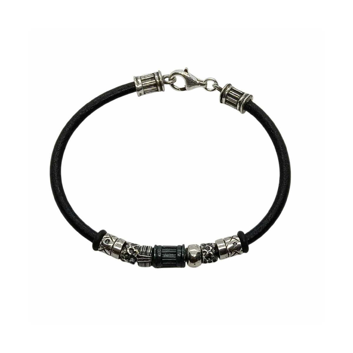 Pulsera de plata y cuero