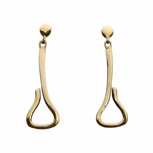 Pendientes largos de oro amarillo