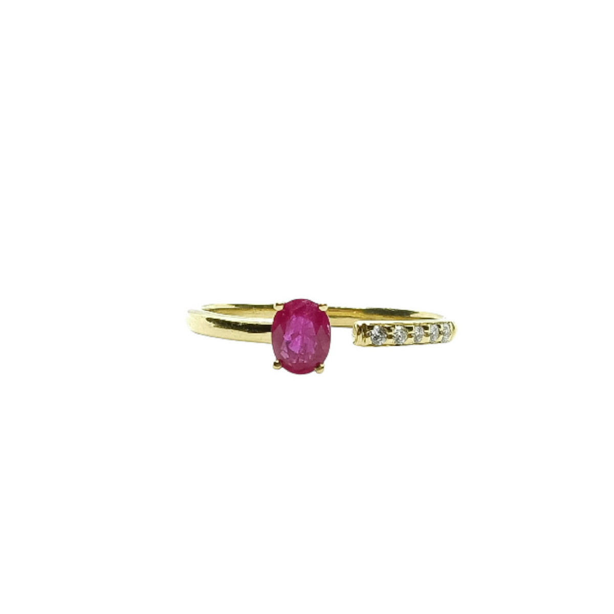 ANILLO DE ORO amarillo con diamantes y rubí