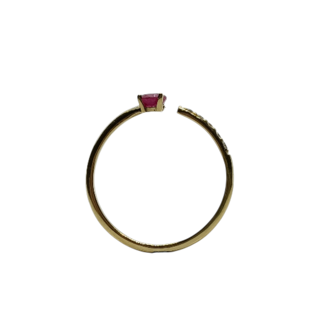ANILLO DE ORO amarillo con diamantes y rubí