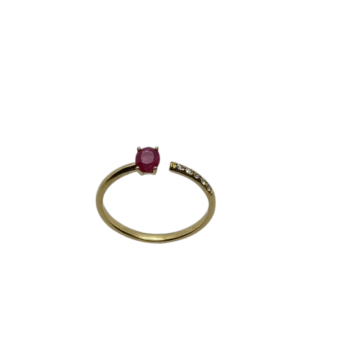 ANILLO DE ORO amarillo con diamantes y rubí