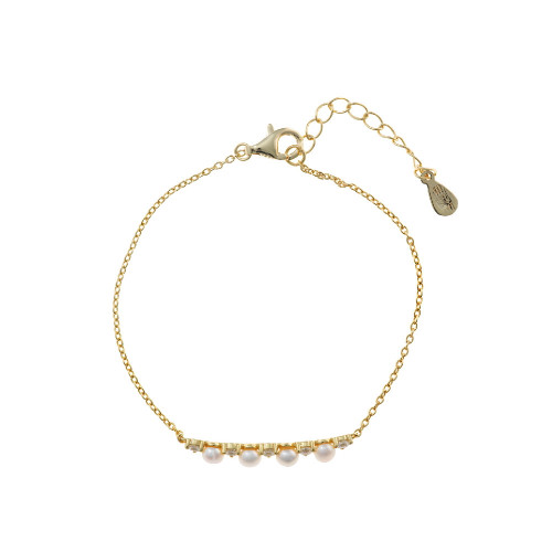 Pulsera de plata con circonitas y perlas naturales