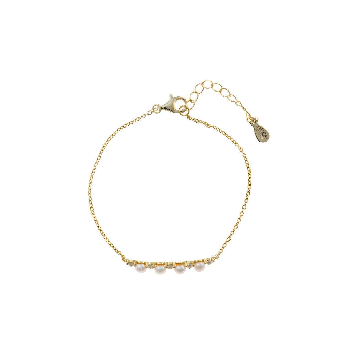 Pulsera de plata con circonitas y perlas naturales