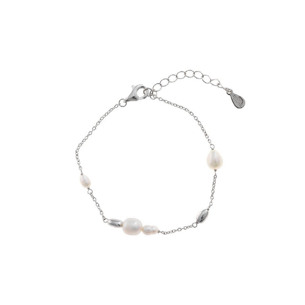 Pulsera de plata con perlas naturales