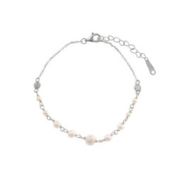 Pulsera de plata con circonitas y perlas naturales