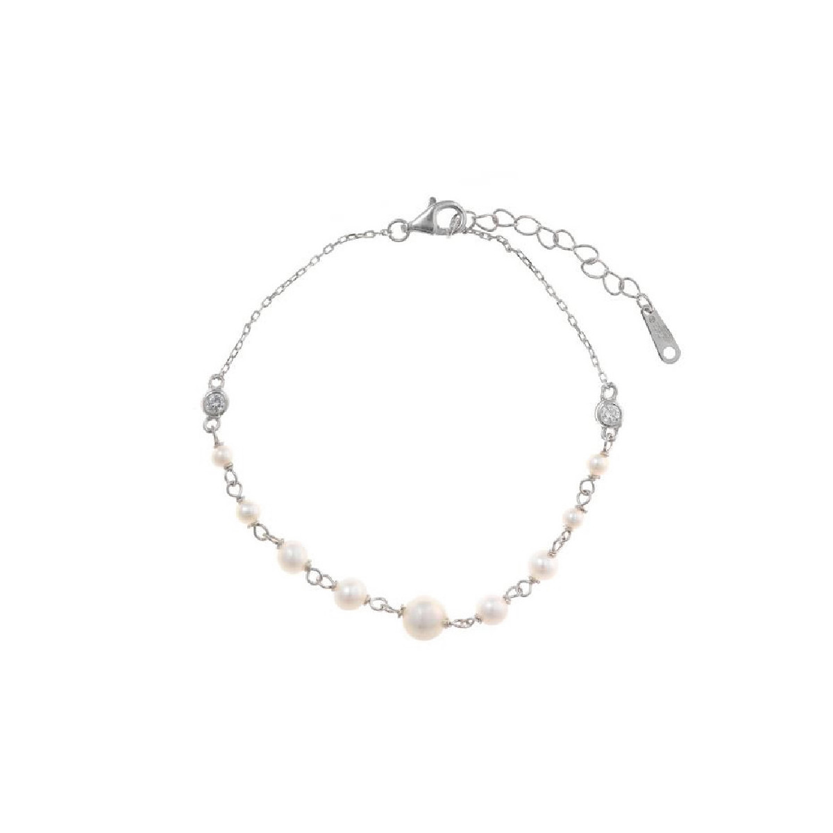 Pulsera de plata con circonitas y perlas naturales